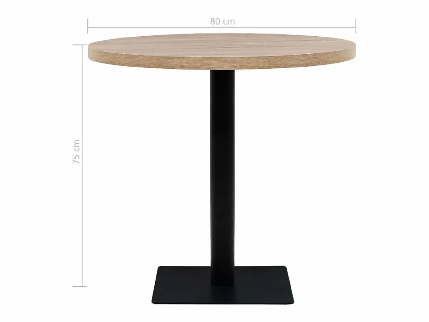 Clicnbuy Mesa de bar bistró MDF y acero redonda 80x75 cm color roble