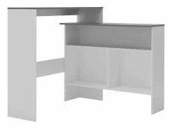 Clicnbuy Mesa de bar con 2 encimera blanca y gris 130x40x120 cm