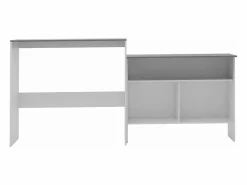 Clicnbuy Mesa de bar con 2 encimera blanca y gris 130x40x120 cm