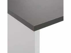 Clicnbuy Mesa de bar con 2 encimera blanca y gris 130x40x120 cm