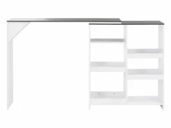 Clearance Clicnbuy Mesa de bar con estantería móvil blanca 138x39x110 cm Blanco