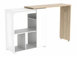 Vente-unique Mesa de bar extensible - Blanco y roble. SATURNE