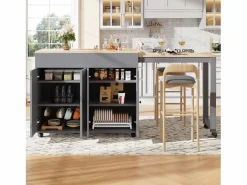 Best Mesa de bar extensible moderna - 118-180 x 50 x 94,6 cm - con 4 puertas + 6 estantes - MDF - Mueble Bar