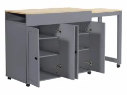 Best Mesa de bar extensible moderna - 118-180 x 50 x 94,6 cm - con 4 puertas + 6 estantes - MDF - Mueble Bar