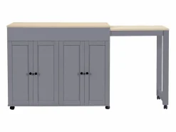 Best Mesa de bar extensible moderna - 118-180 x 50 x 94,6 cm - con 4 puertas + 6 estantes - MDF - Mueble Bar