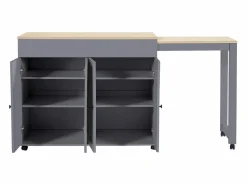 Best Mesa de bar extensible moderna - 118-180 x 50 x 94,6 cm - con 4 puertas + 6 estantes - MDF - Mueble Bar