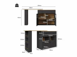 Best Mesa de bar giratoria de madera con 2 puertas y 1 cajón, con tablero extensible - (138-204) x 39 x 104 cm - color Mueble Bar