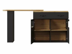 Best Mesa de bar giratoria de madera con 2 puertas y 1 cajón, con tablero extensible - (138-204) x 39 x 104 cm - color Mueble Bar