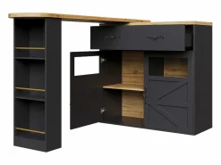 Best Mesa de bar giratoria de madera con 2 puertas y 1 cajón, con tablero extensible - (138-204) x 39 x 104 cm - color Mueble Bar