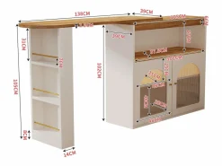 New Mesa de bar giratoria de madera con espacio de almacenamiento - Luz LED ajustable - - 138/193 x 39 x 105 cm Mueble Bar