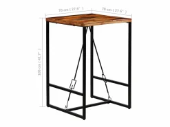 Sale Mesa de bar madera maciza reciclada 70x70x106 cm Mesa Alta