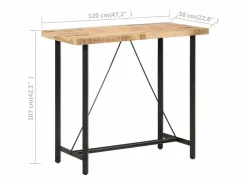 New Clicnbuy Mesa de bar madera maciza de mango rugosa 120x58x107 cm Marru00f3n