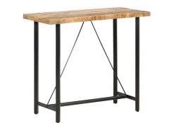 New Clicnbuy Mesa de bar madera maciza de mango rugosa 120x58x107 cm Marru00f3n