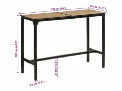 vidaxl Mesa de bar madera maciza de mango rugoso 150x55x107 cm Color natural claro