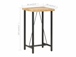 Best Clicnbuy Mesa de bar madera maciza de mango rugosa 60x60x107 cm Marru00f3n