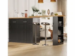 Sale Mesa de bar móvil extensible - 137-215 x 39 x 102,3 cm - con 1 cajón + 2 puertas - MDF - Mueble Bar