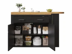 Sale Mesa de bar móvil extensible - 137-215 x 39 x 102,3 cm - con 1 cajón + 2 puertas - MDF - Mueble Bar