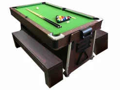 Sale Mesa de Billar 7 pies Multijuego Air Hockey + Ping Pong – Stark con bancos Billar