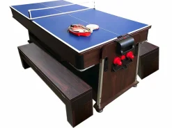 Sale Mesa de Billar 7 pies Multijuego Air Hockey + Ping Pong – Stark con bancos Billar