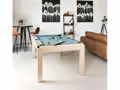 Outlet Rendez-Vous Déco Mesa de billar convertible madera clara alfombra claro - Eddie Azul
