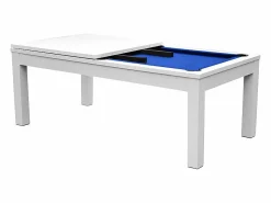 Discount Mesa de billar convertible blanca con alfombra - Eddie Billar