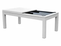 Discount Rendez-Vous Déco Mesa de billar convertible blanca con alfombra - Eddie Gris