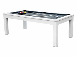 Discount Rendez-Vous Déco Mesa de billar convertible blanca con alfombra - Eddie Gris