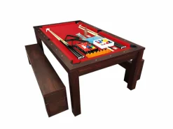 ELITESHOPPING Mesa de billar convertible roja de 7 pies con bancos - Etna