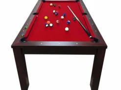 ELITESHOPPING Mesa de billar convertible roja de 7 pies con bancos - Etna