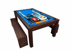 Outlet ELITESHOPPING Mesa de billar convertible de 7 pies con bancos - Theti Azul