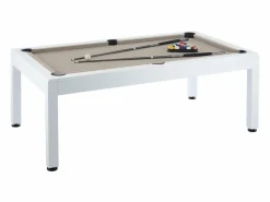Vente-unique Mesa de billar exterior - Blanco y taupe - L213,4 x P121,1 x 79,7 cm - STAZIO Negro / Topo / Blanco