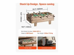 Mesa de billar SucceBuy 4 en 1, mesa de hockey de aire de 82 cm, futbolín, ping-pong y billar, multifuncional, compacta, para interior.