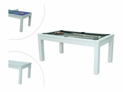Discount Mesa de billar y ping-pong convertible, blanca, L182 x A102 x A80 cm, HENK Billar