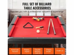 Mesa de Billard Convertible SucceBuy de 213 cm, Portátil, con Tela Roja para Sala de Juegos