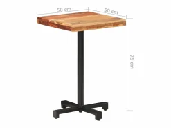 Clicnbuy Mesa de bistró cuadrada madera de mango maciza 50x50x75 cm