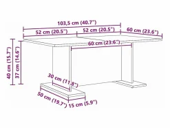Outlet Clicnbuy Mesa de Café Roble artisan 103.5 x 60 x 40 cm Marru00f3n