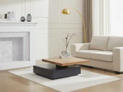 Best Mesa de centro - 1 cajón y tablero pivotante - MDF - Color: antracita y roble. KYRIA Mesa De Centro