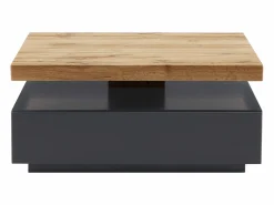 Best Mesa de centro - 1 cajón y tablero pivotante - MDF - Color: antracita y roble. KYRIA Mesa De Centro
