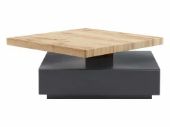 Best Mesa de centro - 1 cajón y tablero pivotante - MDF - Color: antracita y roble. KYRIA Mesa De Centro