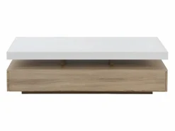 Best Vente-unique Mesa de centro - 2 cajones - MDF - Color: roble y blanco lacado. FELIX Color natural claro / Blanco