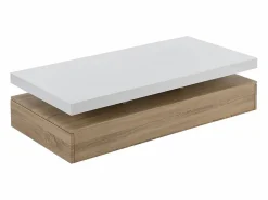 Best Vente-unique Mesa de centro - 2 cajones - MDF - Color: roble y blanco lacado. FELIX Color natural claro / Blanco