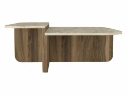 Outlet Mesa de centro - Efecto travertino y natural oscuro - MARALIA Mesa De Centro