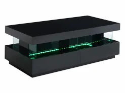 Vente-unique Mesa de centro - MDF lacado - LEDs - 2 cajones y 2 estantes - - FABIO II