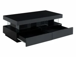 Vente-unique Mesa de centro - MDF lacado - LEDs - 2 cajones y 2 estantes - - FABIO II