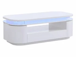 Best Mesa de centro 4 puertas y 1 cajón con LEDs - MDF - Color: lacado - VANDANA Mesa De Centro