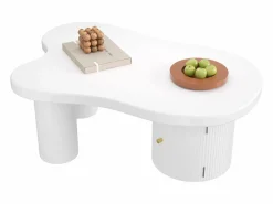 Online Merax Mesa de centro asimétrica - 100 x 60 x 37 cm - con espacio de almacenamiento - elegante y robusta - MDF - Blanco