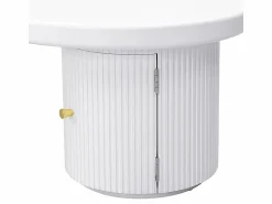 Online Merax Mesa de centro asimétrica - 100 x 60 x 37 cm - con espacio de almacenamiento - elegante y robusta - MDF - Blanco