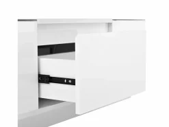 New Mesa de centro blanca - Mesa de centro con iluminación LED y 2 cajones - tapa de cristal Mesa De Centro