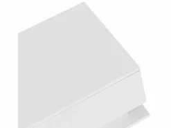 Outlet OKWISH Mesa de centro blanca de 100 x 50 cm con LED, cajón y tablero de cristal - para salón y oficina Blanco