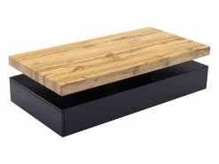 Hot Mesa de centro con 2 cajones de MDF - Negro y natural claro - FELIX Mesa De Centro
